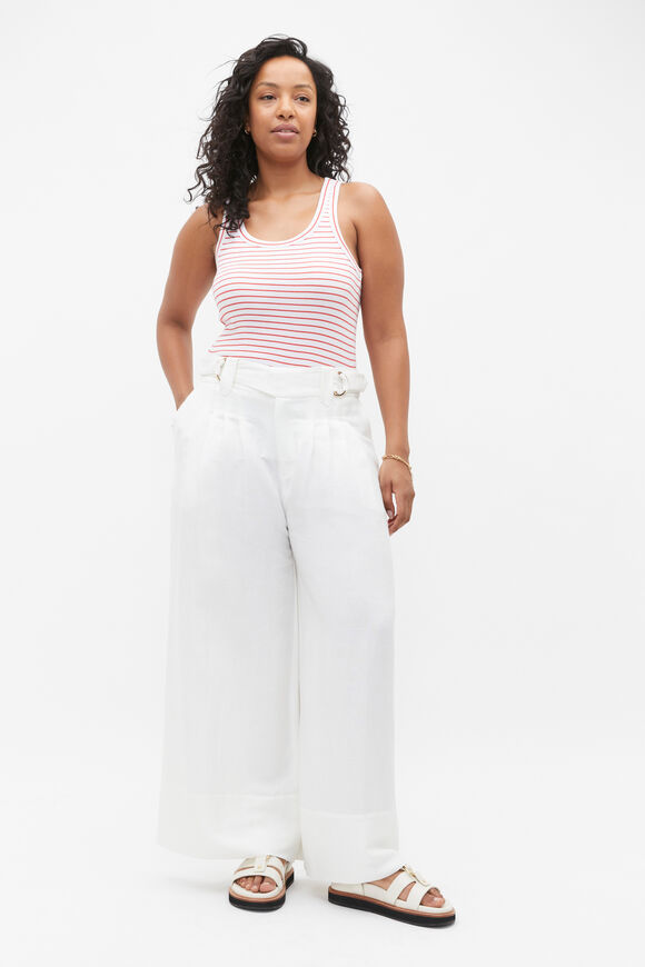 Australian Cotton Rib Tank  Strawberry Red Stripe  hi-res
