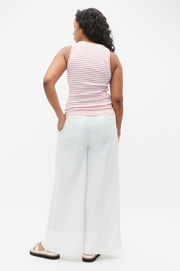 Australian Cotton Rib Tank  Strawberry Red Stripe  hi-res