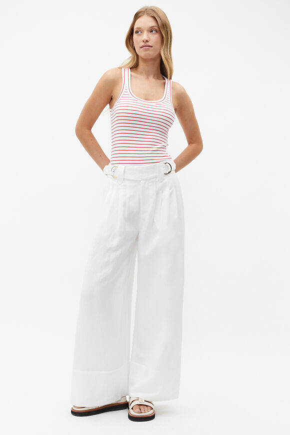 Australian Cotton Rib Tank  Strawberry Red Stripe  hi-res