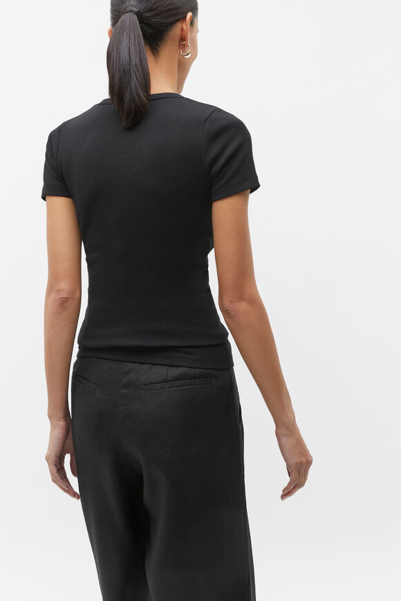 Australian Cotton Rib Tee  Black  hi-res