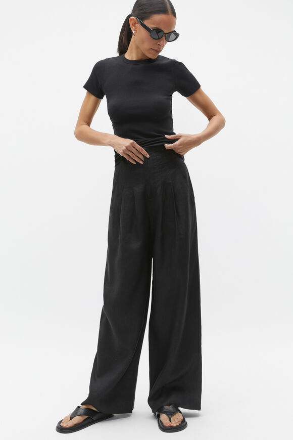 Australian Cotton Rib Tee  Black  hi-res