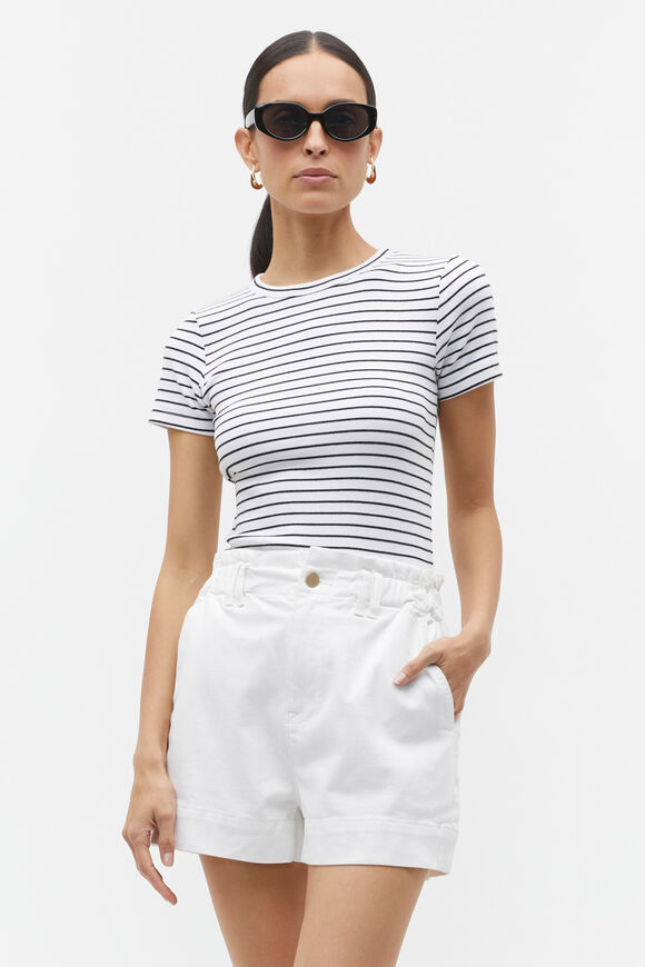 Australian Cotton Rib Tee  Mono Stripe  hi-res