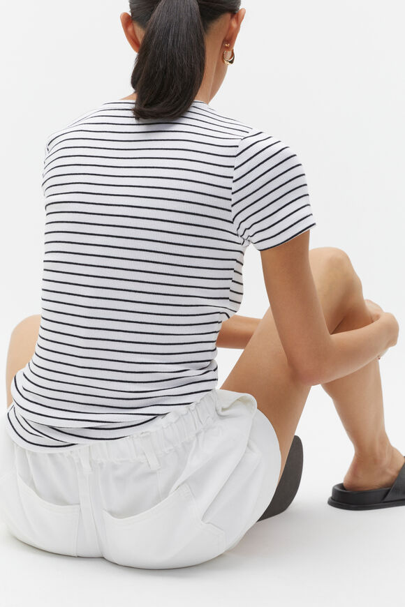 Australian Cotton Rib Tee  Mono Stripe  hi-res