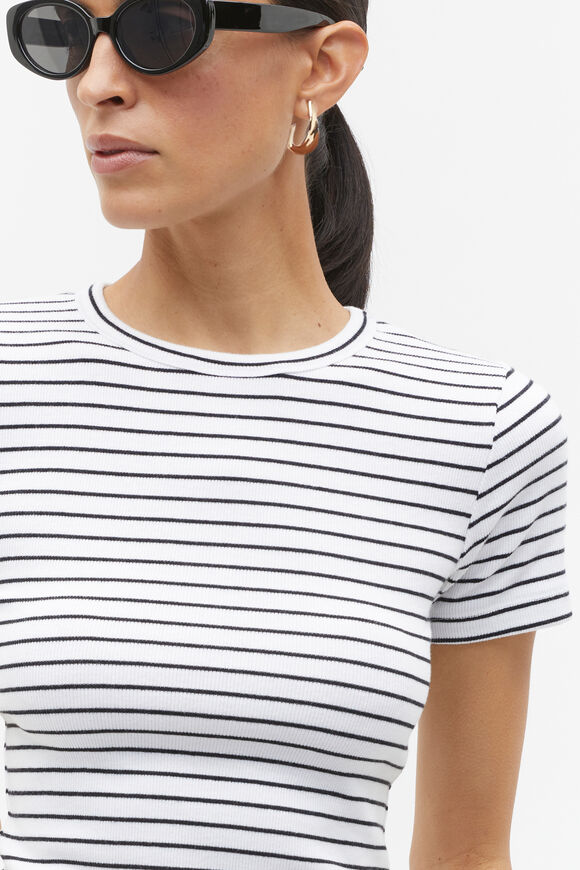 Australian Cotton Rib Tee  Mono Stripe  hi-res