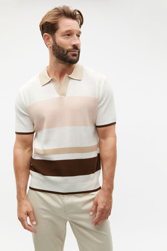 Stripe Trophy Polo  Chalk  hi-res