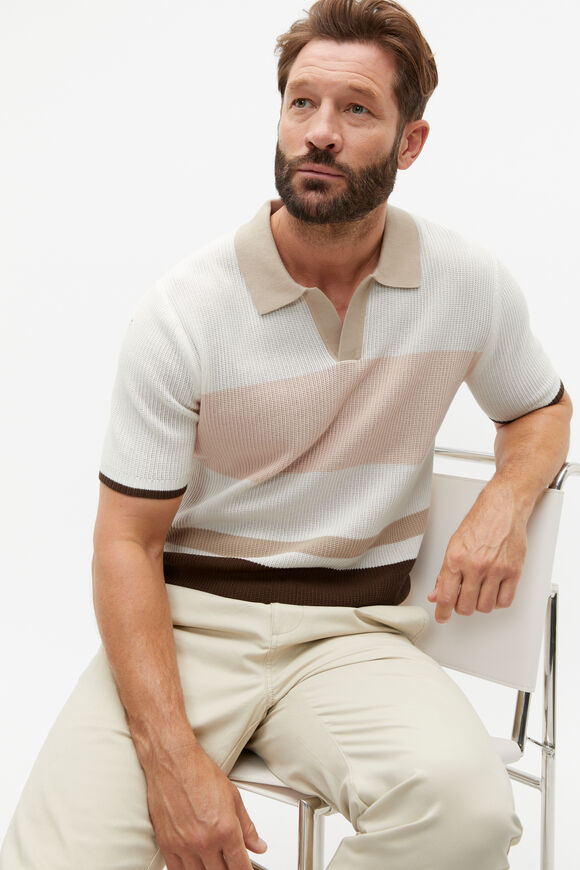 Stripe Trophy Polo  Chalk  hi-res