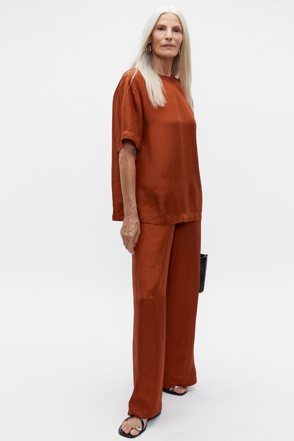 Textured Satin Pant  Russet  hi-res