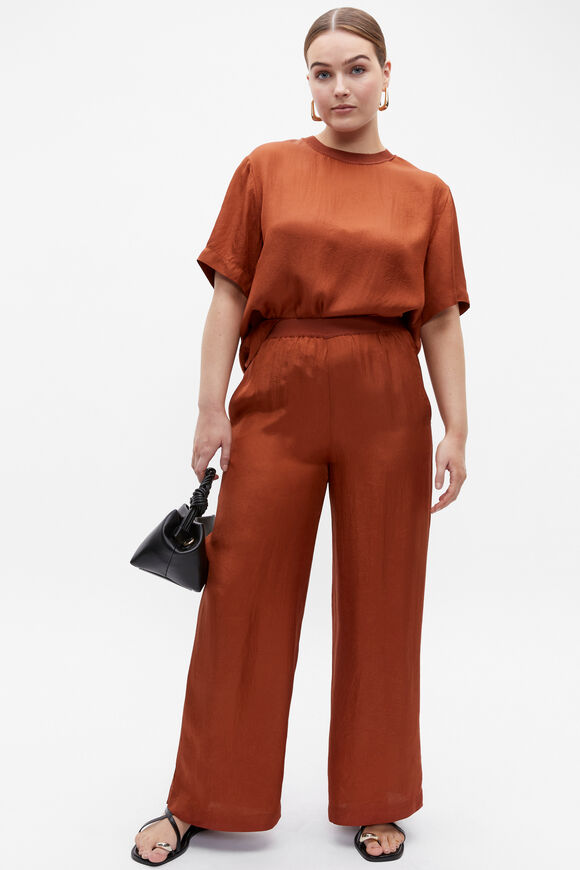 Textured Satin Pant  Russet  hi-res
