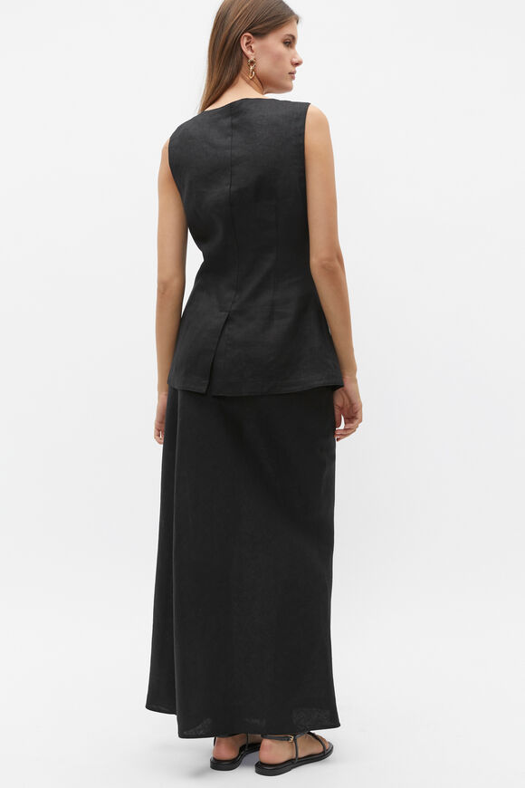 Linen Vest Top  Black  hi-res