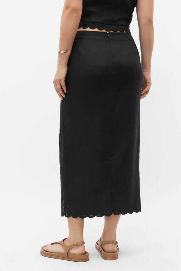 Scallop Midi Pencil Skirt  Black  hi-res