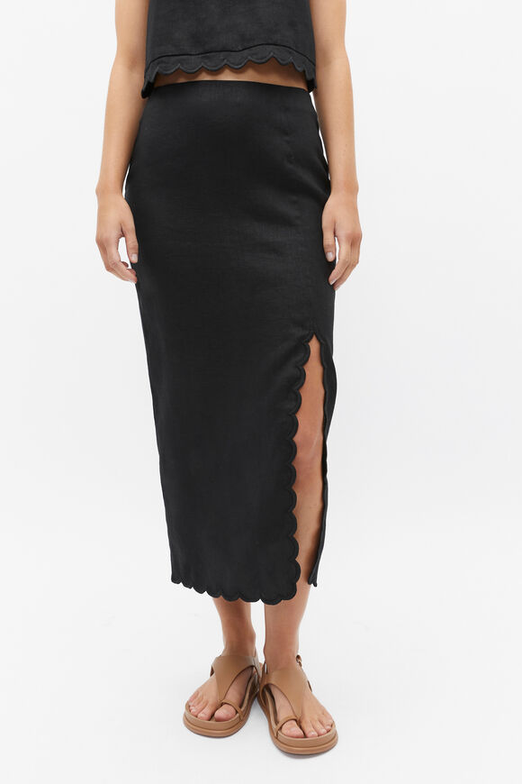 Scallop Midi Pencil Skirt  Black  hi-res