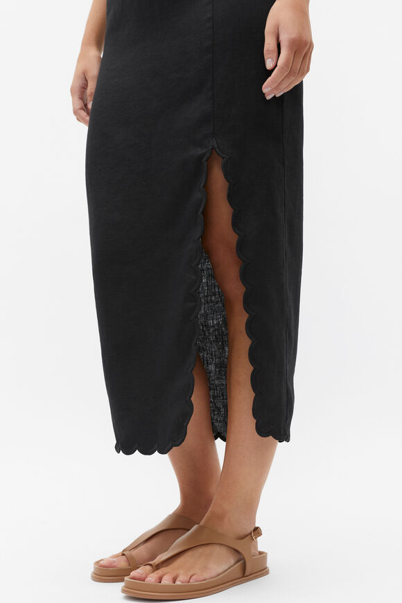 Scallop Midi Pencil Skirt  Black  hi-res