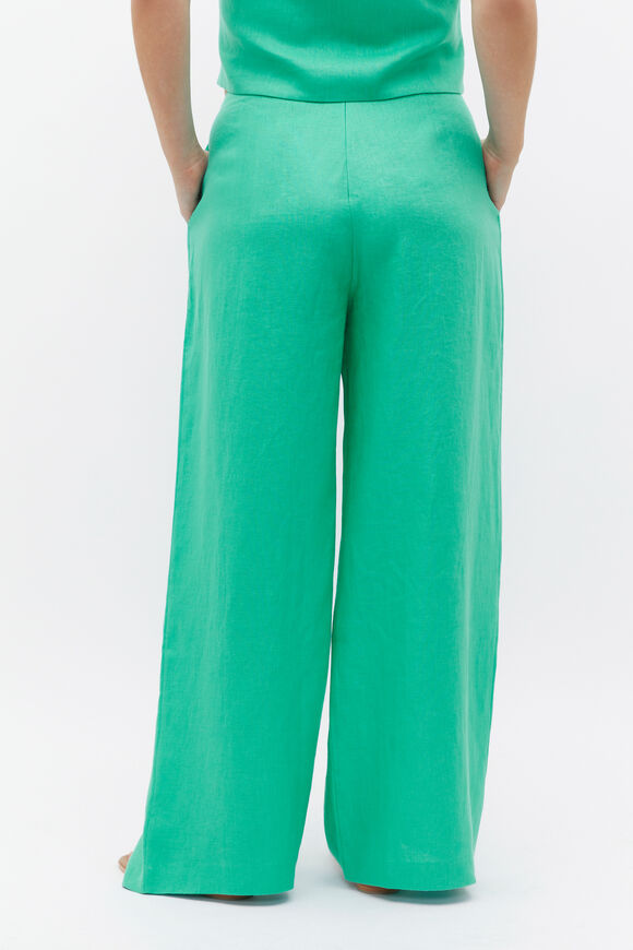 Linen Pleat Front Trouser  Deep Emerald  hi-res