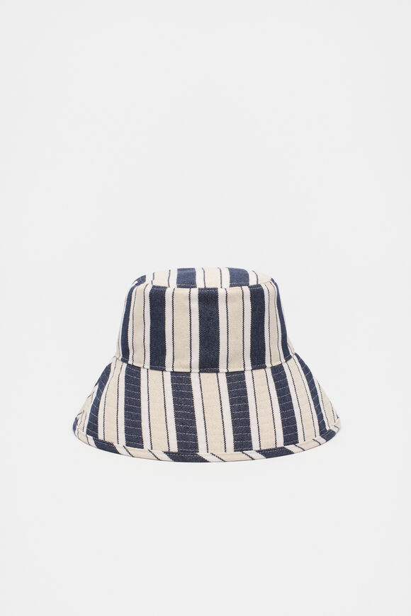 Wide Brim Stripe Bucket Hat  Midnight Sky  hi-res