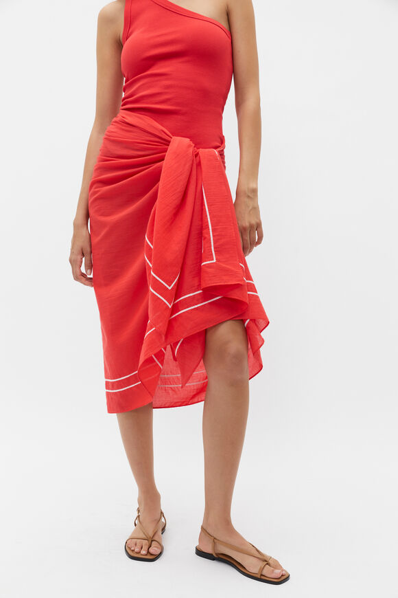 Contrast Trim Pareo  Strawberry Red  hi-res
