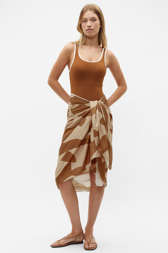 Geo Print Sarong  Cinnamon Spice  hi-res