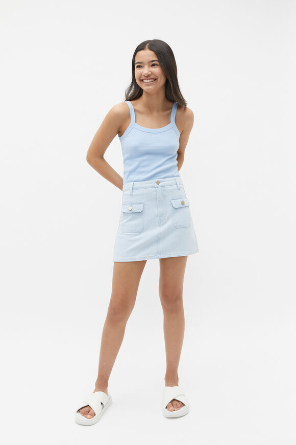 Denim Button Skirt  Glacier Denim  hi-res
