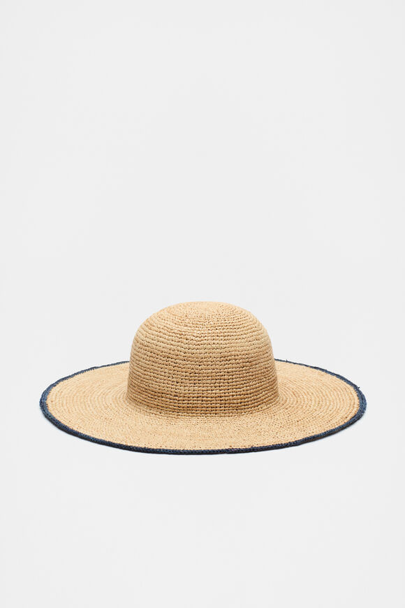 Wide Brim Contrast Hat  Natural  hi-res