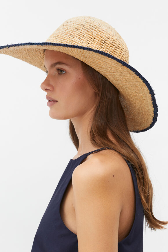 Wide Brim Contrast Hat  Natural  hi-res