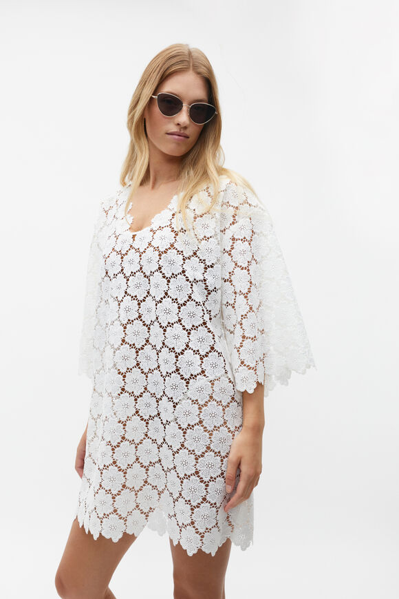 Lace Beach Cover Up  White  hi-res