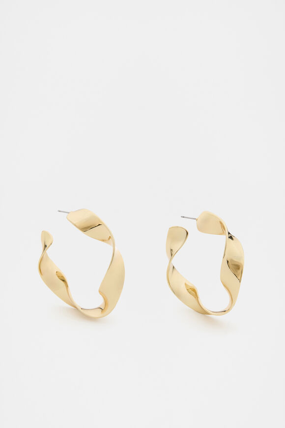 Large Twist Hoop  Gold  hi-res