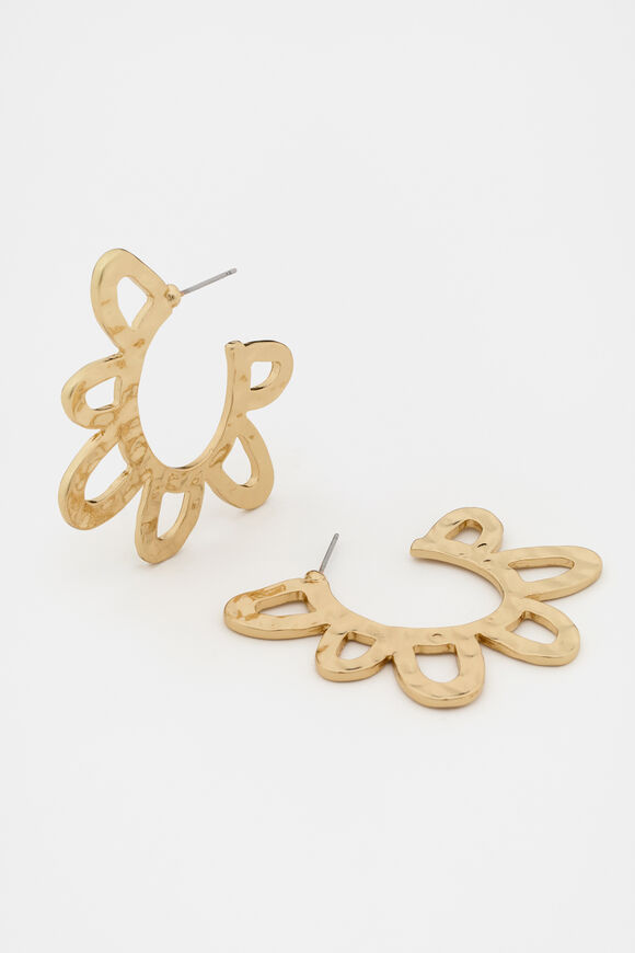 Textured Flower Hoop  Gold  hi-res