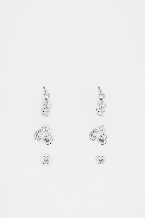Crystal Detail Ear Pack  Silver  hi-res