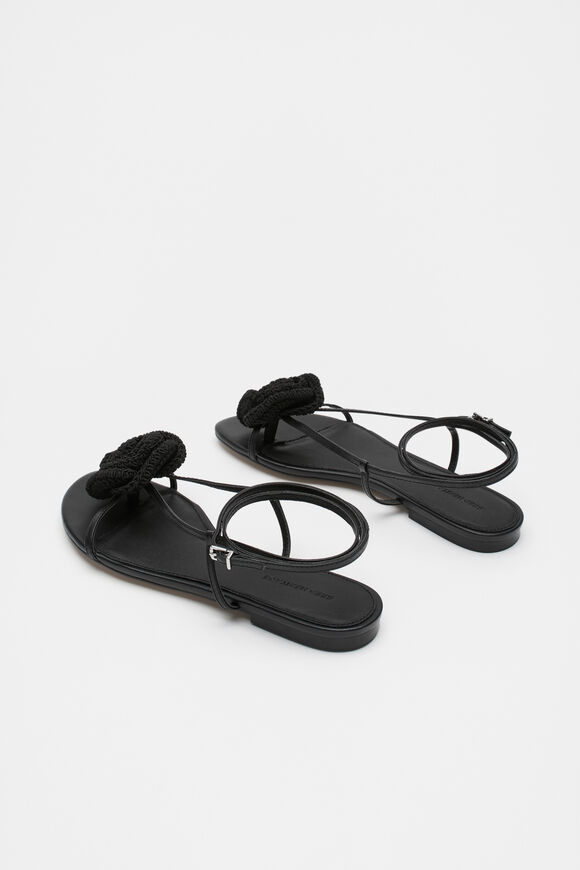 Ava Crochet Flower Sandal  Black  hi-res