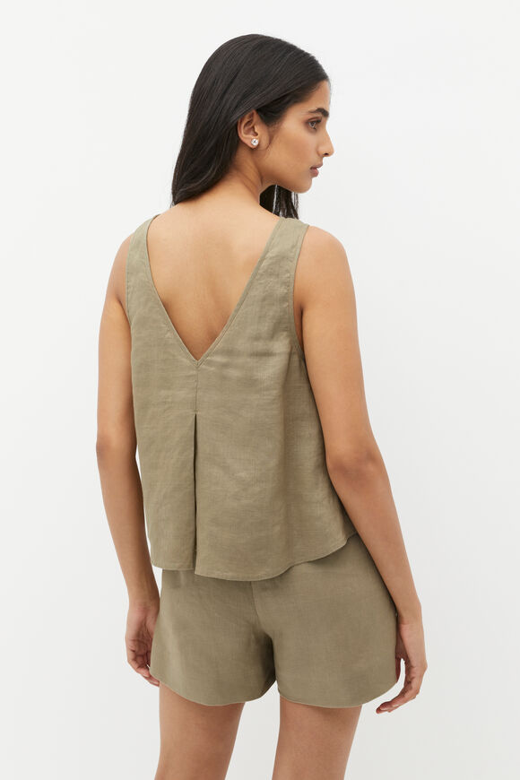 Linen Boat Neck Shell Top  Rosemary  hi-res