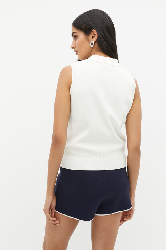 Crepe Knit Polo Vest  Cloud Cream  hi-res