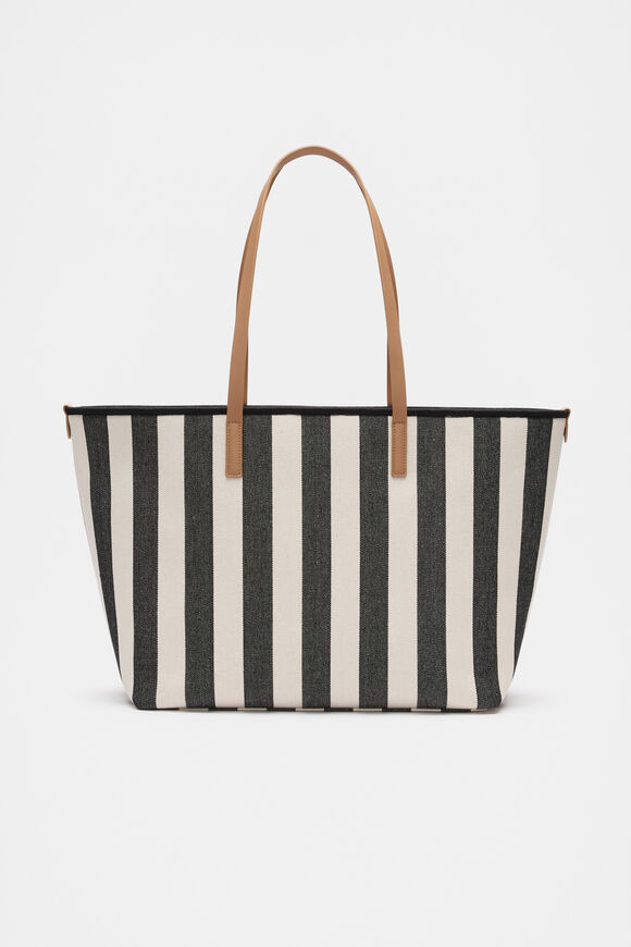 Stripe Large Fabric Tote  Black Stripe  hi-res