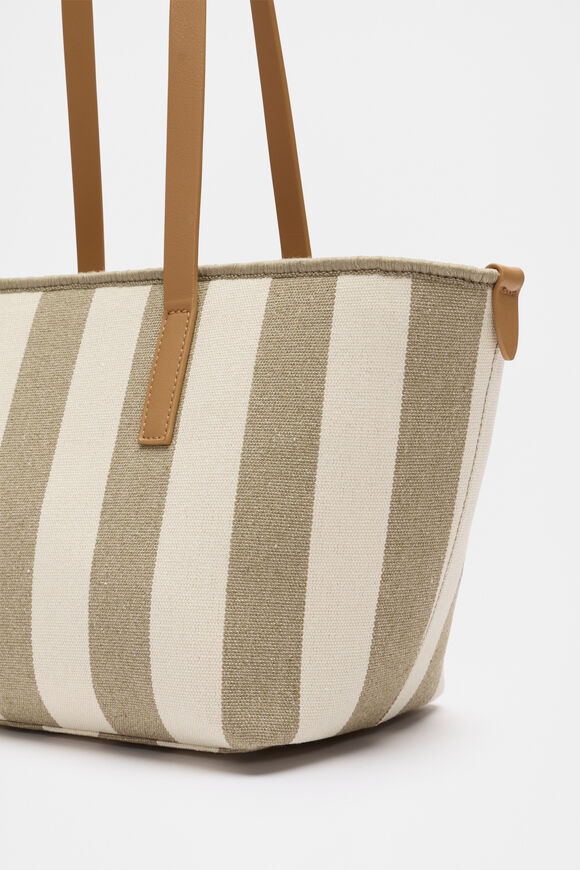 Stripe Mid Fabric Tote  Rosemary Stripe  hi-res