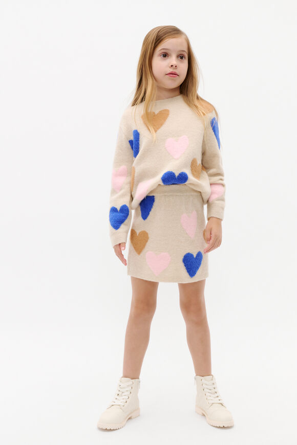 Heart Knit Skirt  Oat Marle  hi-res