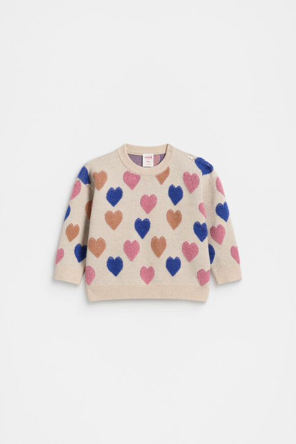 Heart Knit Sweater  Oat Marle  hi-res