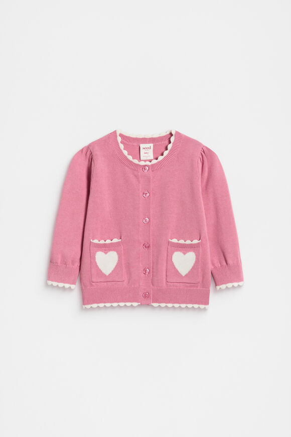 Heart Knit Cardigan  Raspberry  hi-res