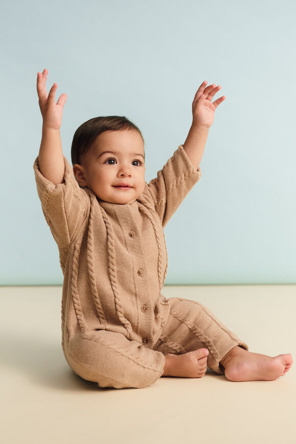 Cable Knit Coverall  Biscuit  hi-res