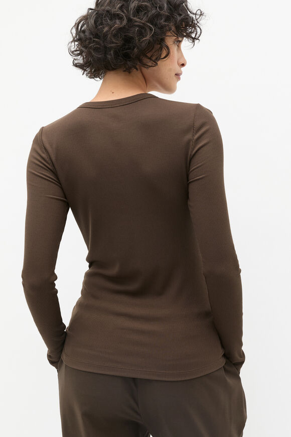 Core Rib Henley Top  Dark Espresso  hi-res