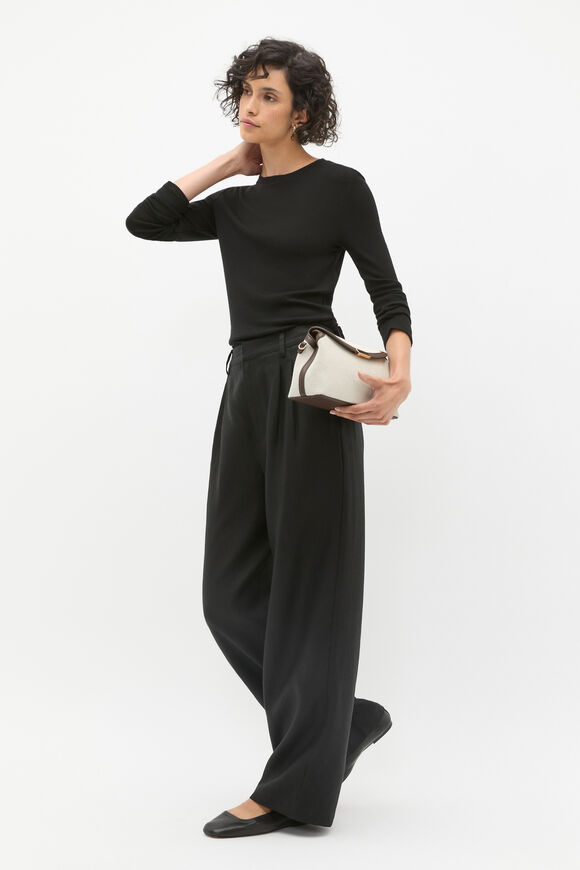 Australian Merino Crew Neck Top  Black  hi-res