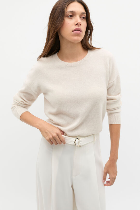 Cashmere Crew Neck Knit  Oat Marle  hi-res