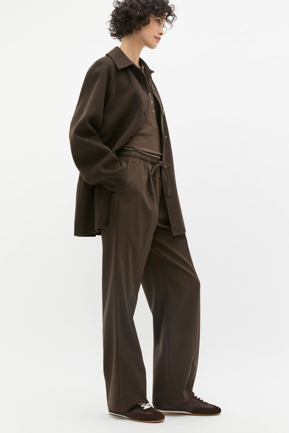 Wool Blend Raglan Sleeve Coat  Dark Espresso  hi-res