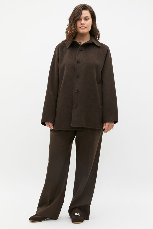 Wool Blend Raglan Sleeve Coat  Dark Espresso  hi-res