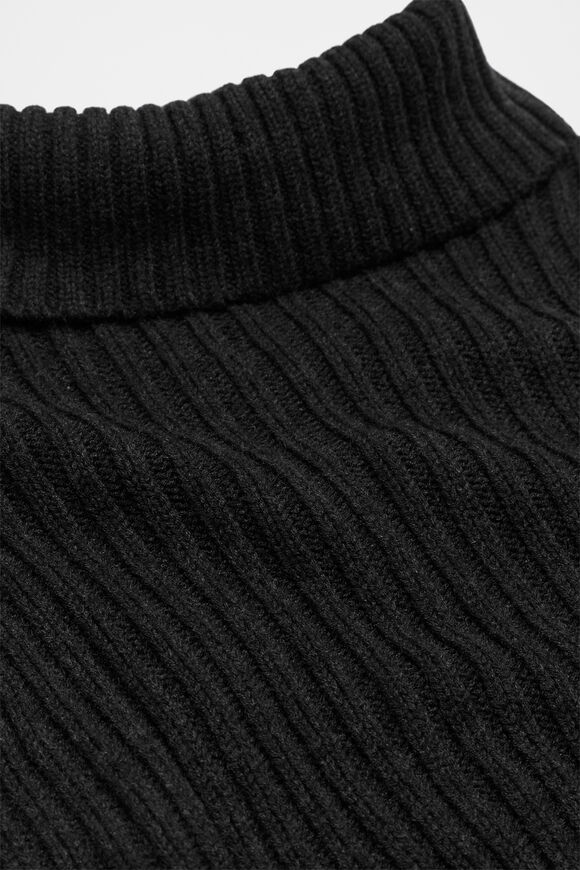 Collar Knit Poncho  Black  hi-res