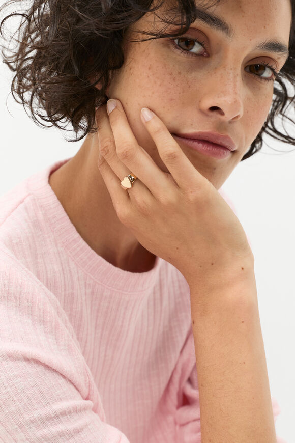 Heart Signet Ring  Gold  hi-res