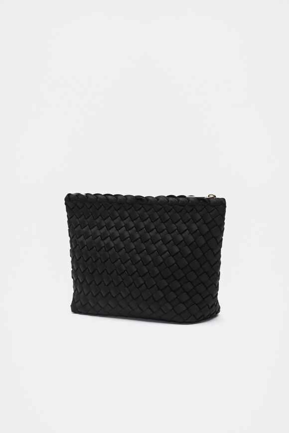 Woven Textured Pouch  Black  hi-res
