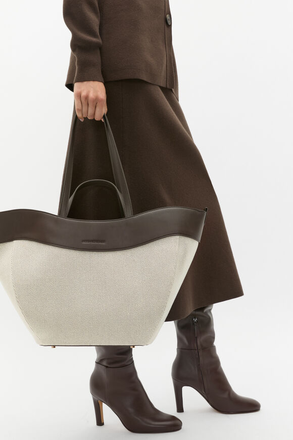 Textured Curved Tote  Dark Espresso  hi-res