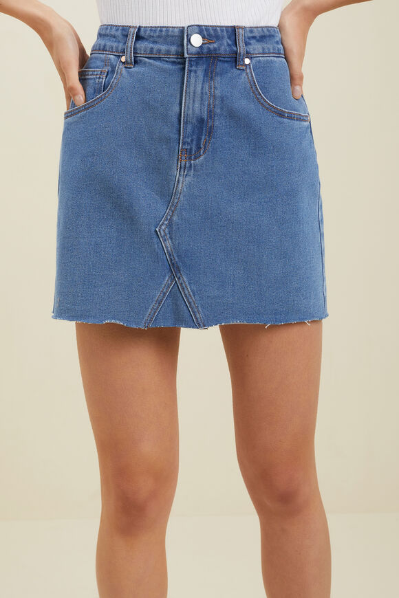 Denim Skirt  Mid Wash  hi-res