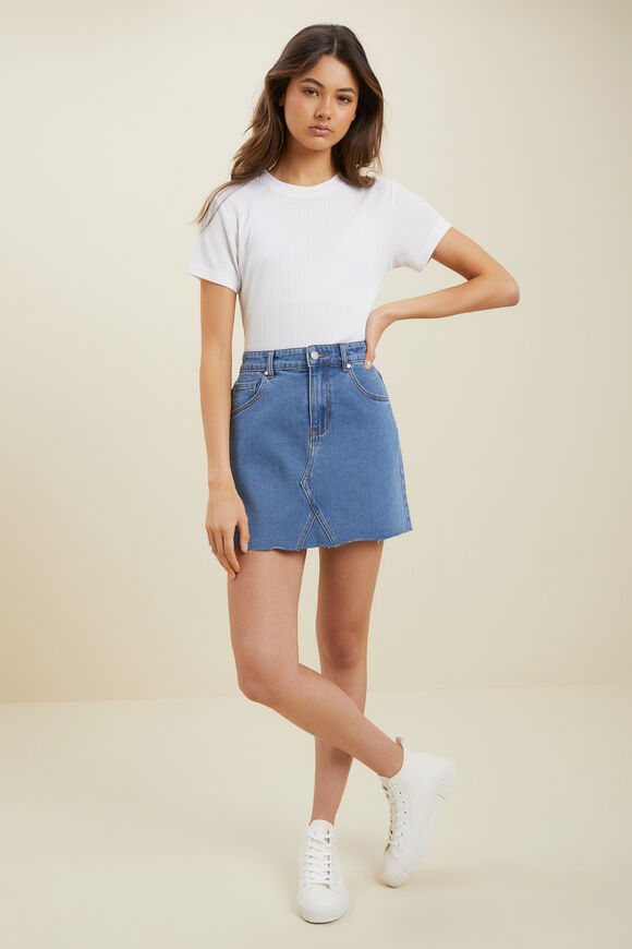 Denim Skirt  Mid Wash  hi-res