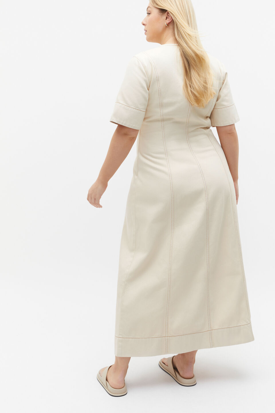 Denim Panelled Midi Dress  Frappe
