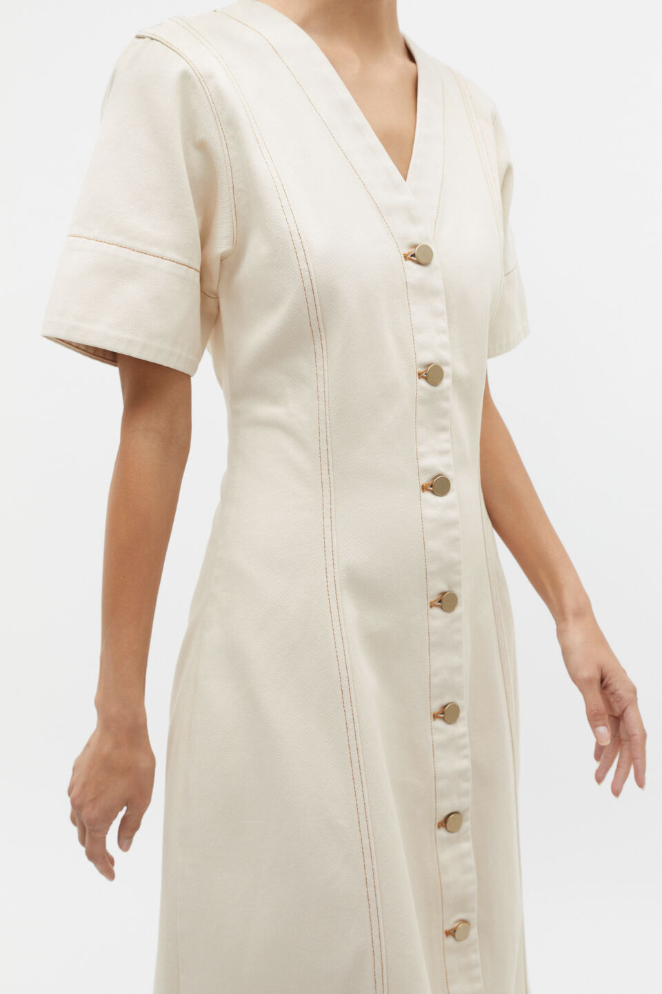 Denim Panelled Midi Dress  Frappe