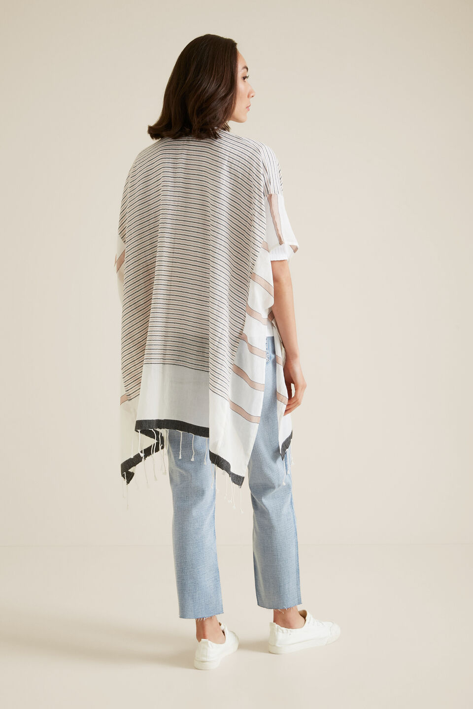 Jacquard Stripe Poncho  
